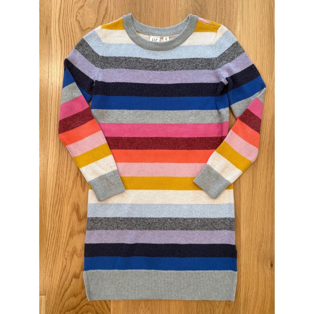 GAP Kids Crazy Stripe Cotton Blend Sweater Dress Sz MD